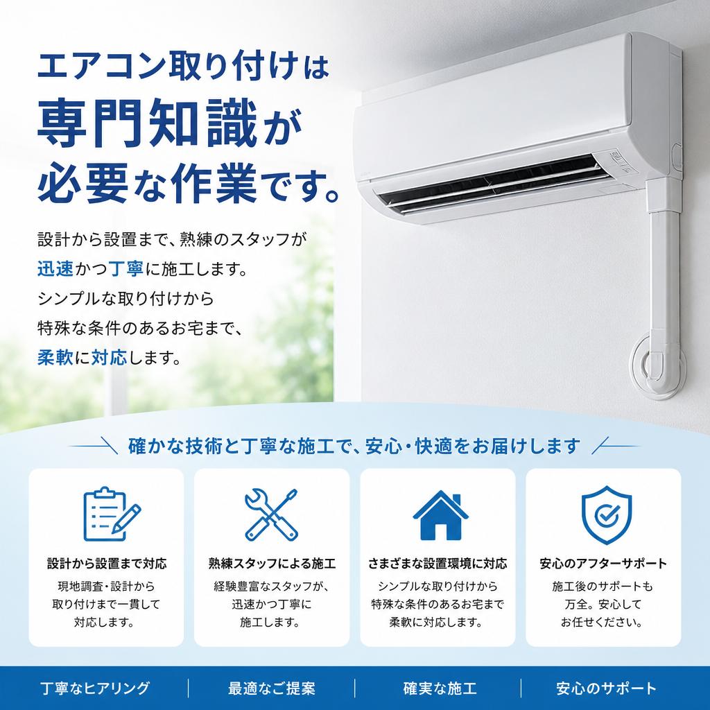 エアコン取り付けプロセス｜安心とスピードの施工