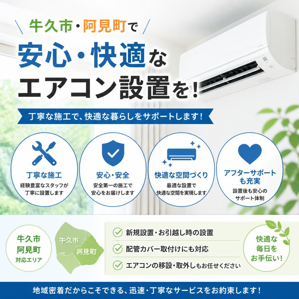 牛久市・阿見町で安心・快適なエアコン設置を！