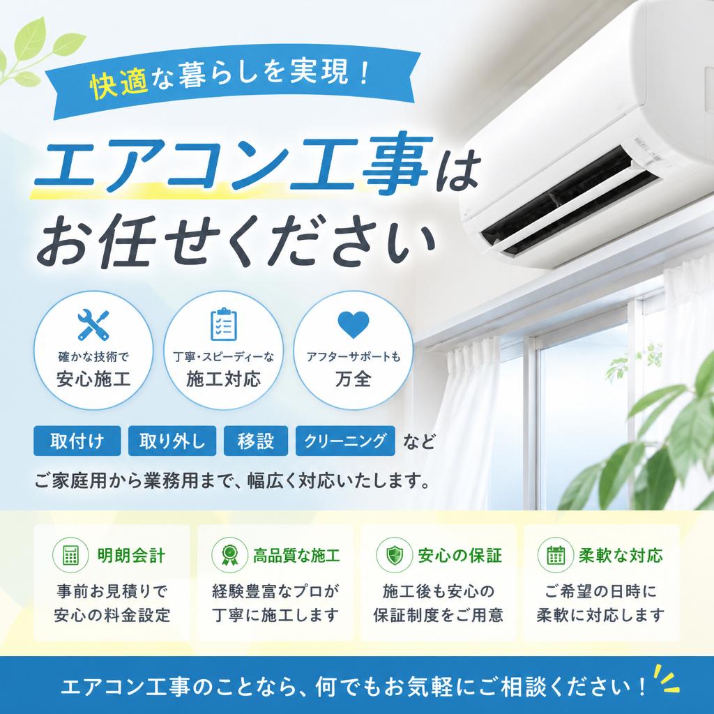 快適な暮らしを実現！エアコン工事はお任せください