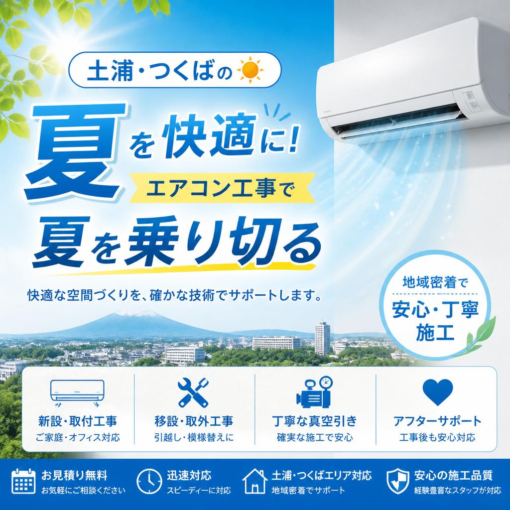 土浦・つくばの夏を快適に！エアコン工事で夏を乗り切る