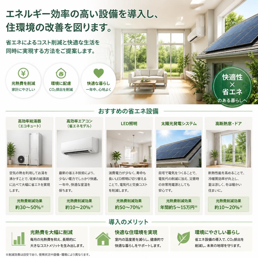 住環境を改善するための省エネ設備