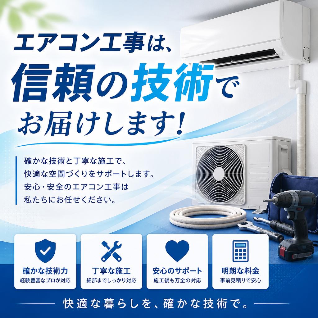 エアコン工事は、信頼の技術でお届けします！