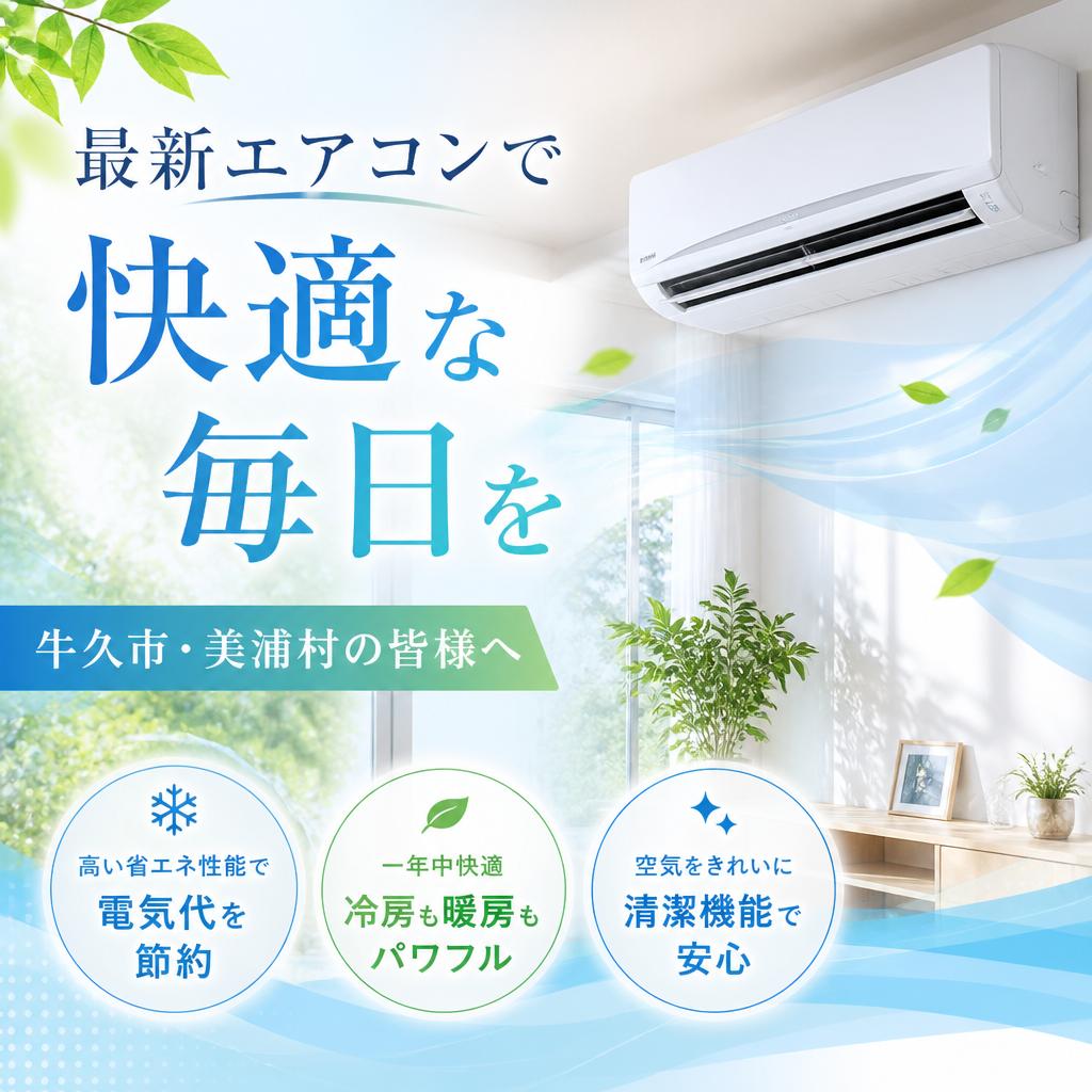 最新エアコンで快適な毎日を、牛久市・美浦村の皆様へ