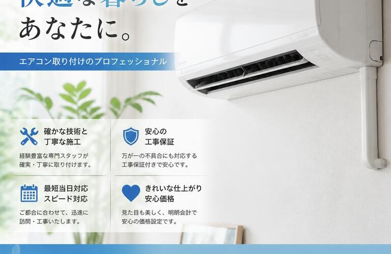 快適な暮らしをあなたに。エアコン取り付けのプロフェッショナル