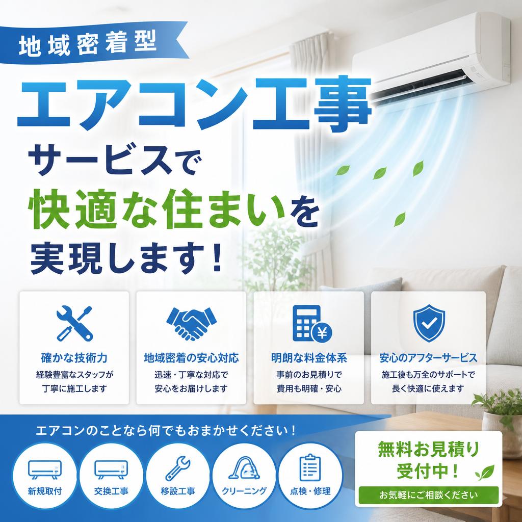 地域密着型エアコン工事サービスで快適な住まいを実現します！