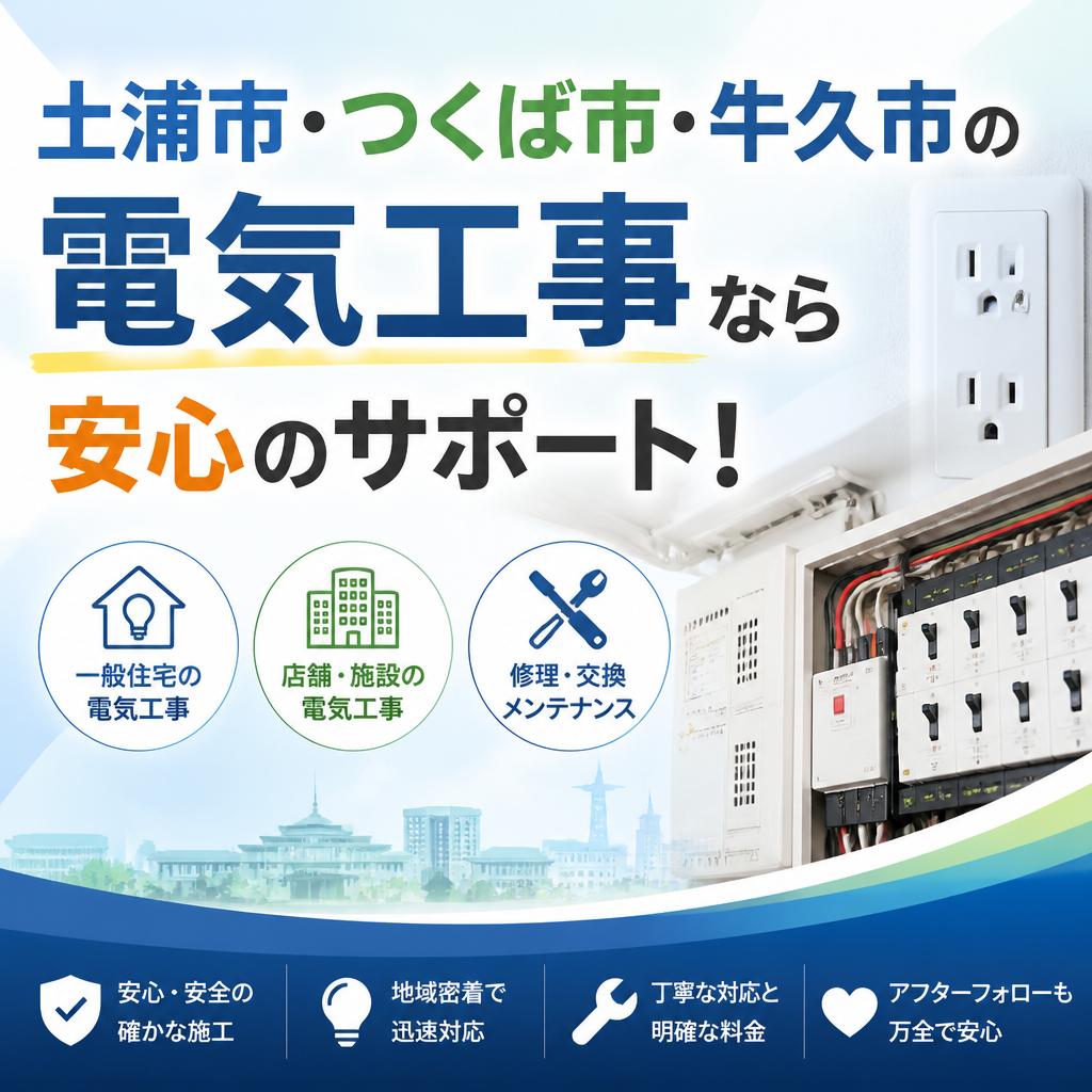 土浦市・つくば市・牛久市の電気工事なら安心のサポート！