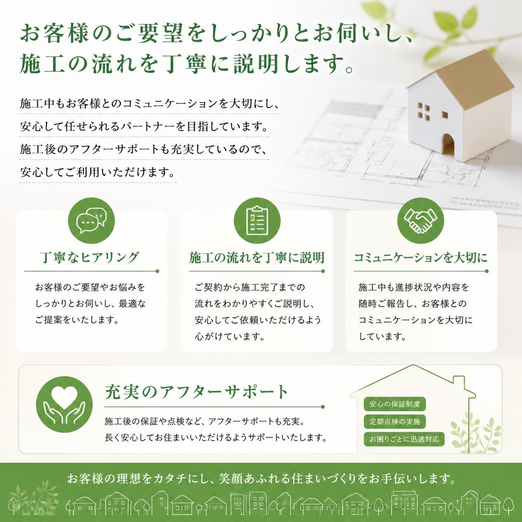 施工の流れと安心のサポート