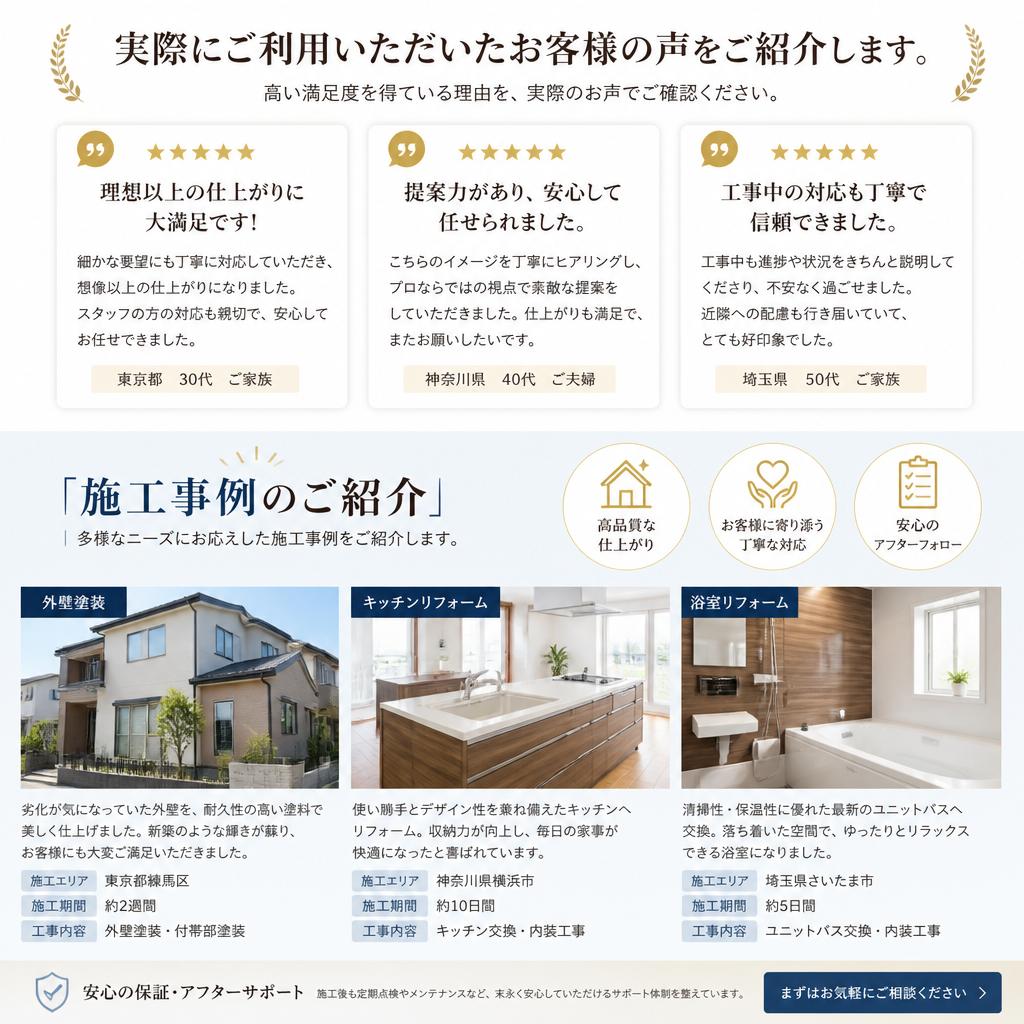 お客様の声 - 施工事例と評判