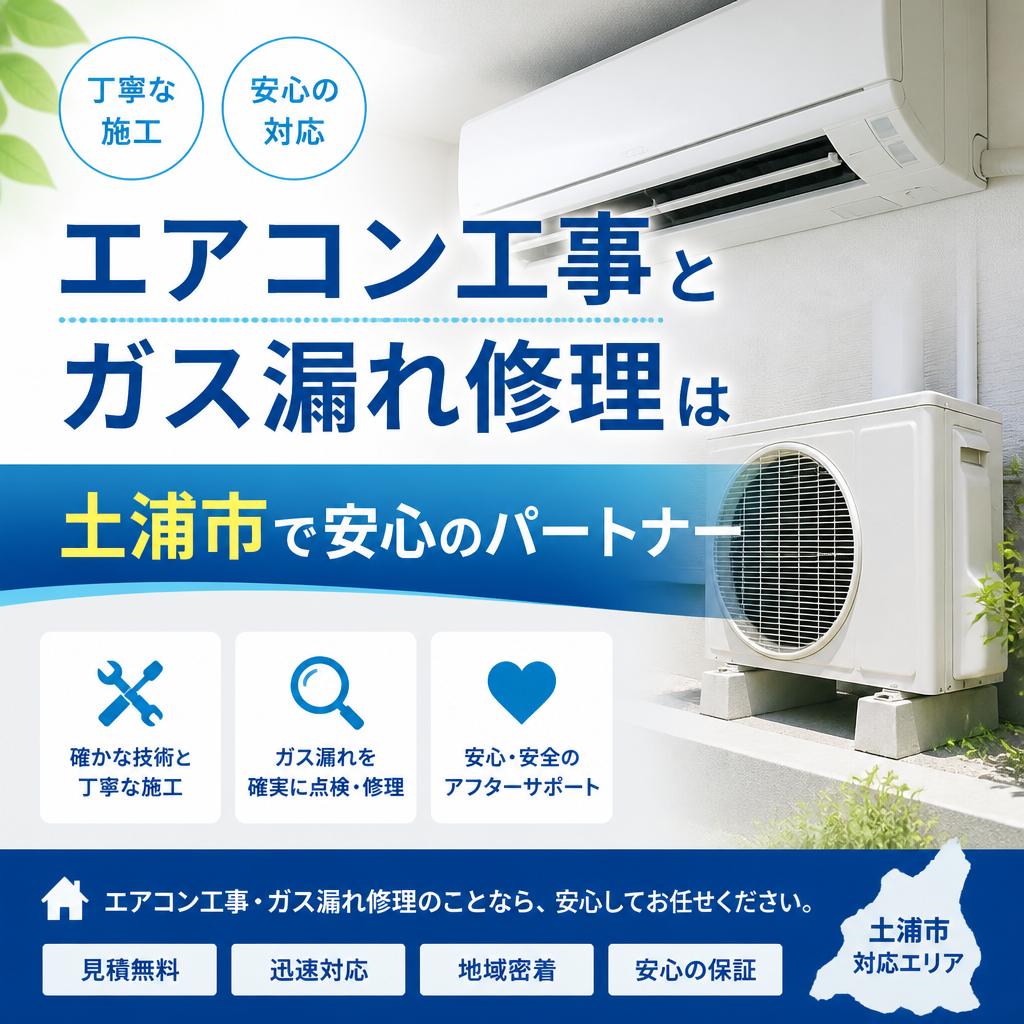 エアコン工事とガス漏れ修理は土浦市で安心のパートナー