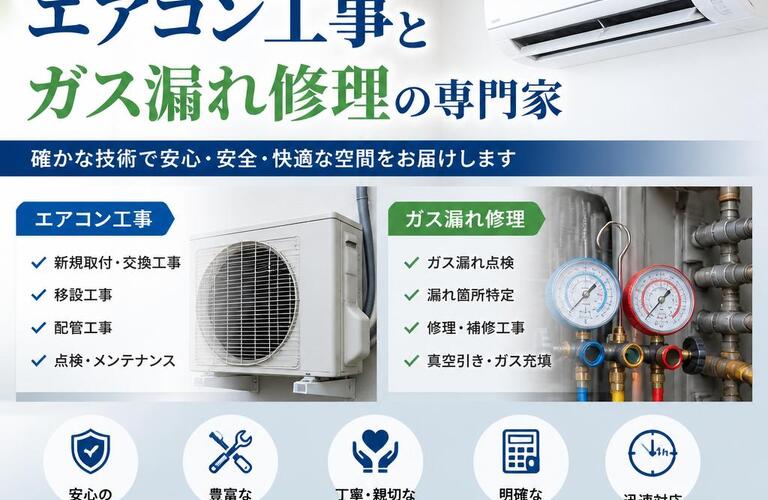 快適な暮らしを守るエアコン工事とガス漏れ修理の専門家