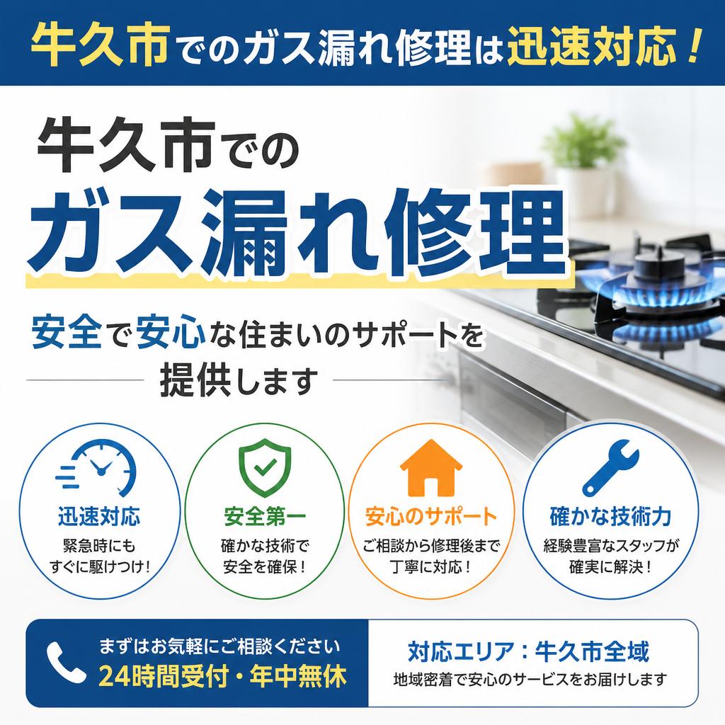 牛久市でのガス漏れ修理は迅速対応！安全で安心な住まいのサポートを提供します
