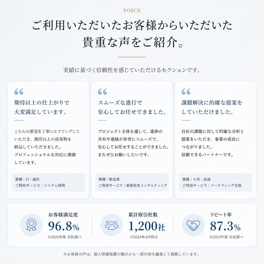 お客様の声：喜びの声が続出中