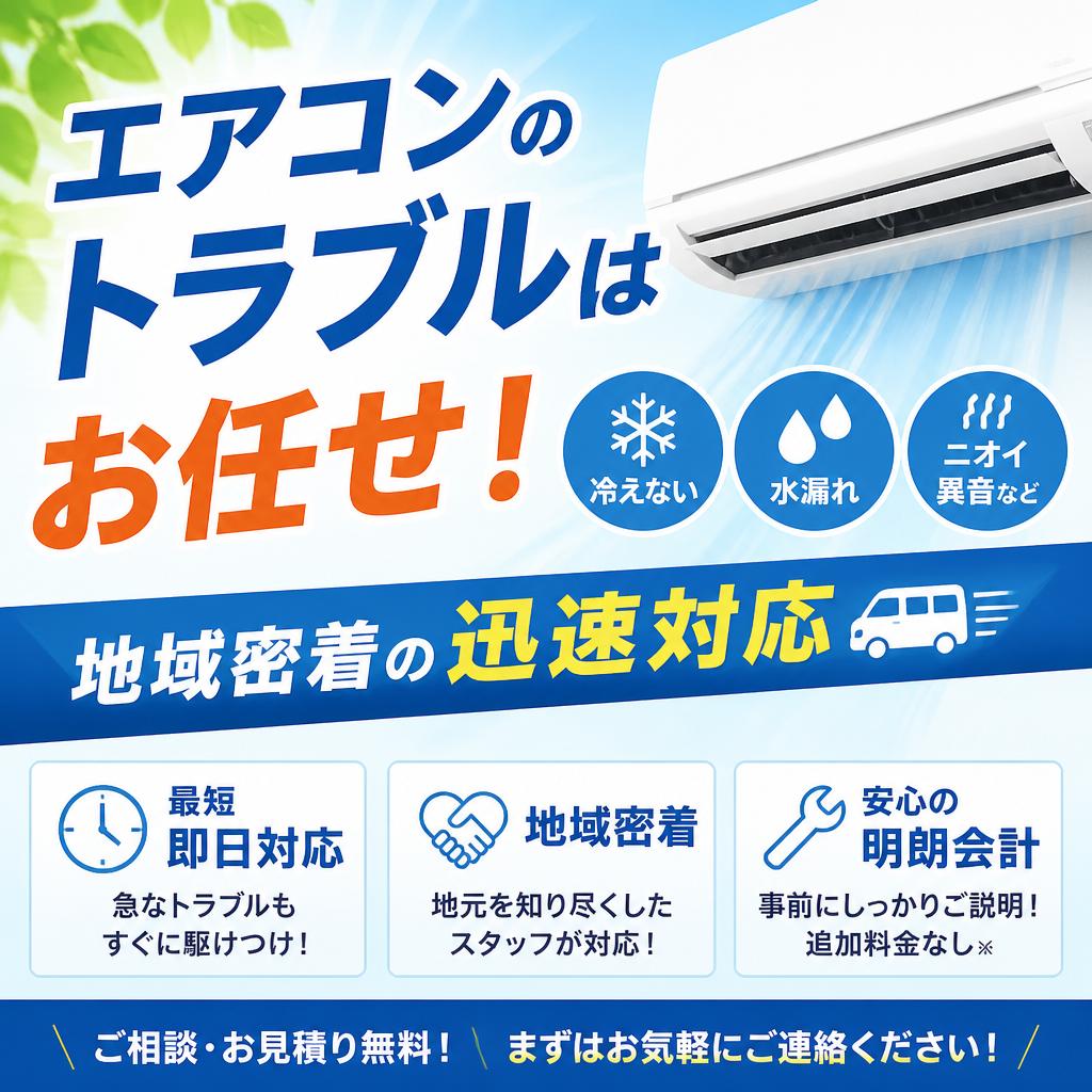エアコンのトラブルはお任せ！地域密着の迅速対応