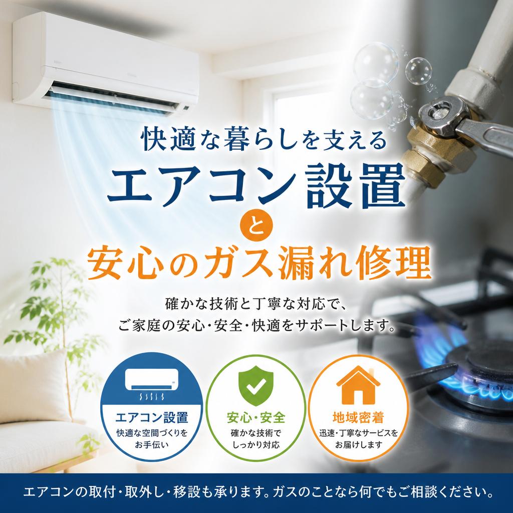 快適な暮らしを支えるエアコン設置と安心のガス漏れ修理