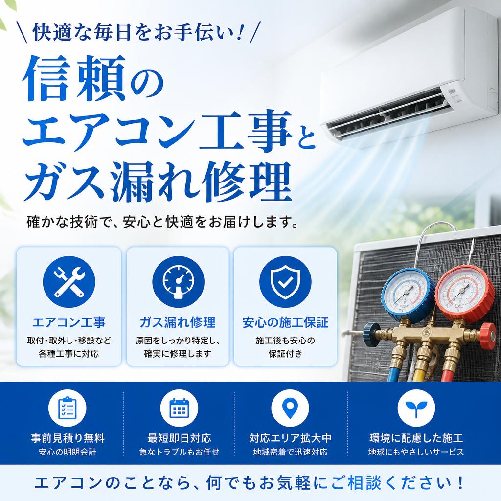 快適な毎日をお手伝い！信頼のエアコン工事とガス漏れ修理