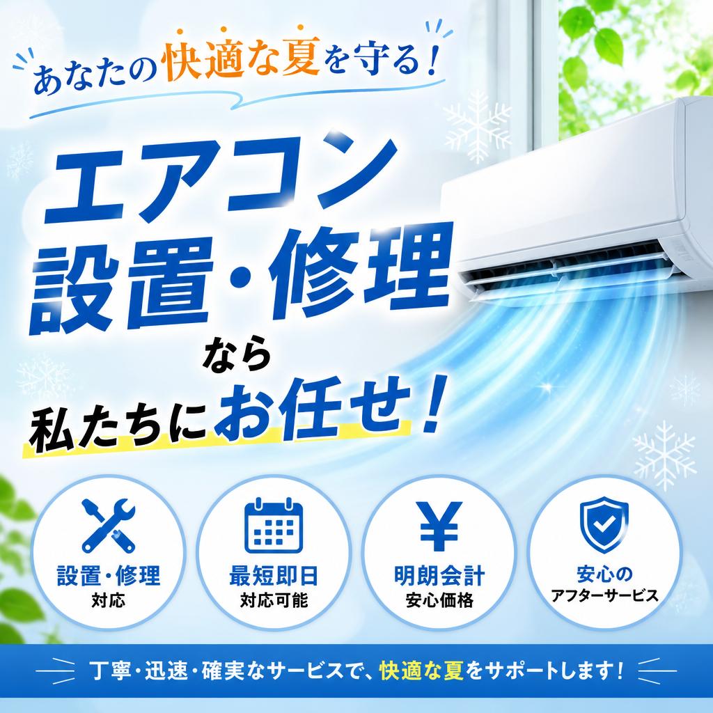 あなたの快適な夏を守る！エアコン設置・修理なら私たちにお任せ！
