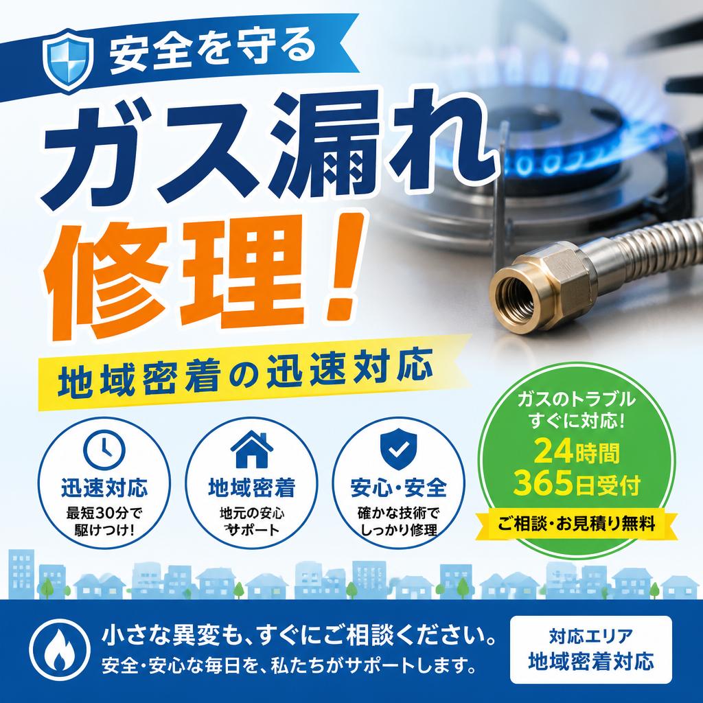 安全を守るガス漏れ修理！地域密着の迅速対応