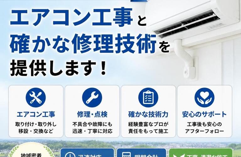 牛久市・阿見町で選ばれる、エアコン工事と確かな修理技術を提供します！